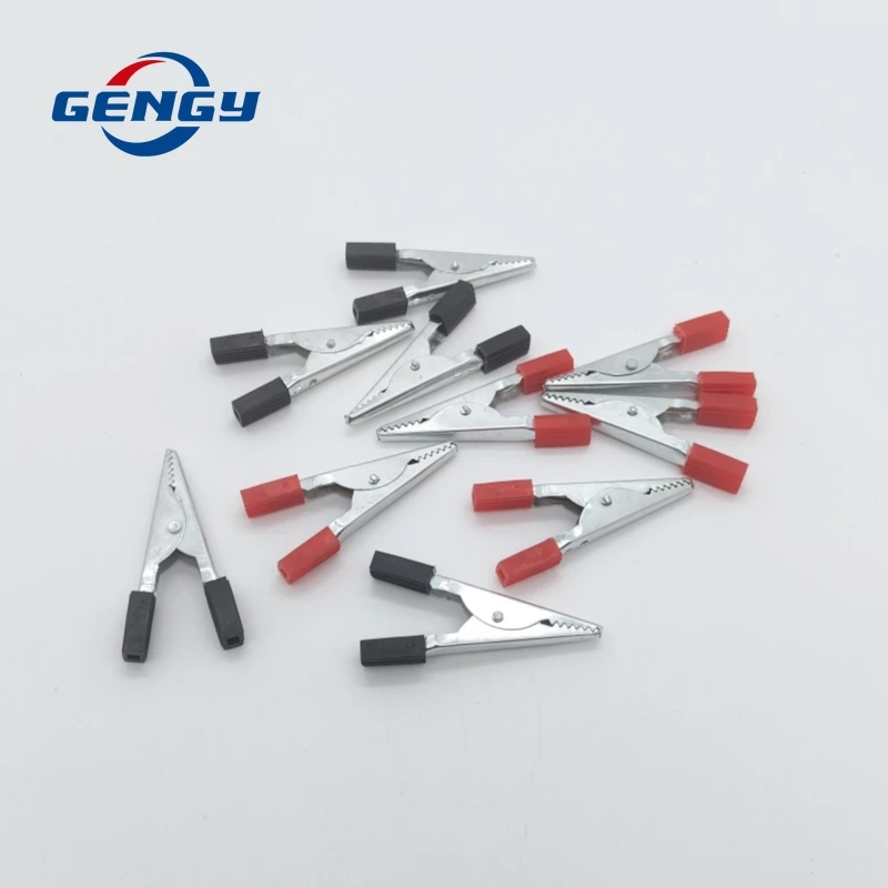 10 Pcs Iron Crocodile Clip 32mm-50mm Plastic Handle Test Probe Alligator Clips Connector Connect Socket Plug