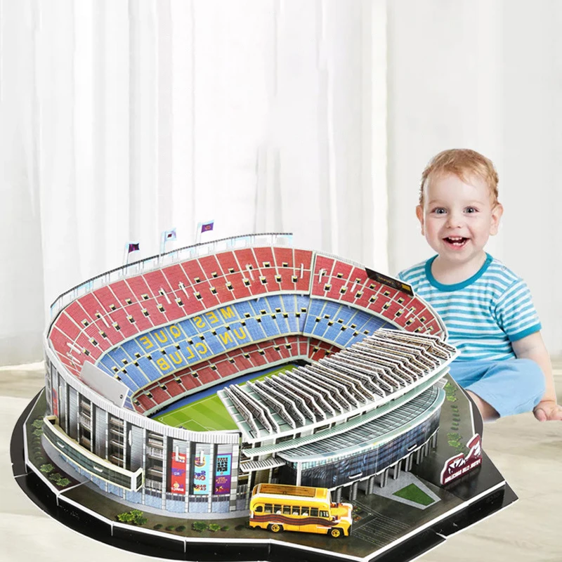 1PC Fans Birthday Toys Gifts Miniature Football Field 3D DIY Puzzle World Famous Stadiums Models Football Game Peripheral Toys