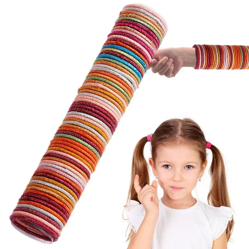 

50 шт. красочная резиновая повязка на голову, аксессуары для волос для женщин, пакетированные бесшовные кольца для полотенец, эластичные резинки для волос, резинки для волос