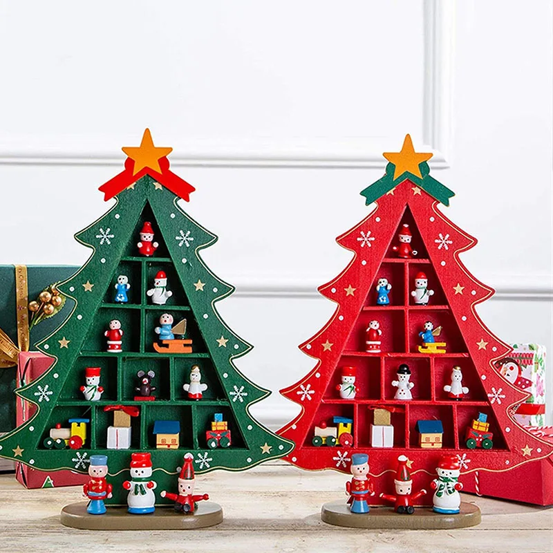 

Creative DIY Wooden Christmas Tree Window Shop Mall Desktop Display Props Ornament Holiday Gifts Decoration Ornaments