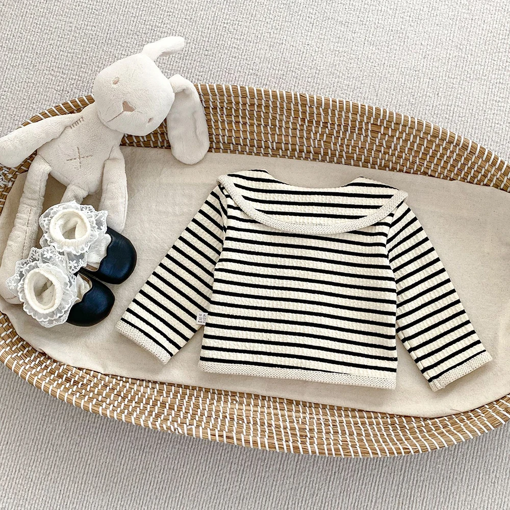 Girls Striped Long Sleeve Tee and Wide Leg Pants Set