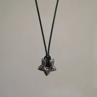 Collier gothique avec pendentif étoile creuse, corde en cuir Vintage, bijoux à la mode pour femmes et hommes, pentagrammes, breloque ras du cou, cadeau 3