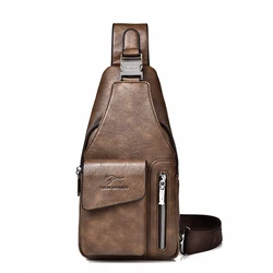 Kangaroo Luxury Brand Fashion Casual PU Leather Men's Chest Bag Vintage Crossbody Bags Luxury Designer Travel Men Shoulder Bag