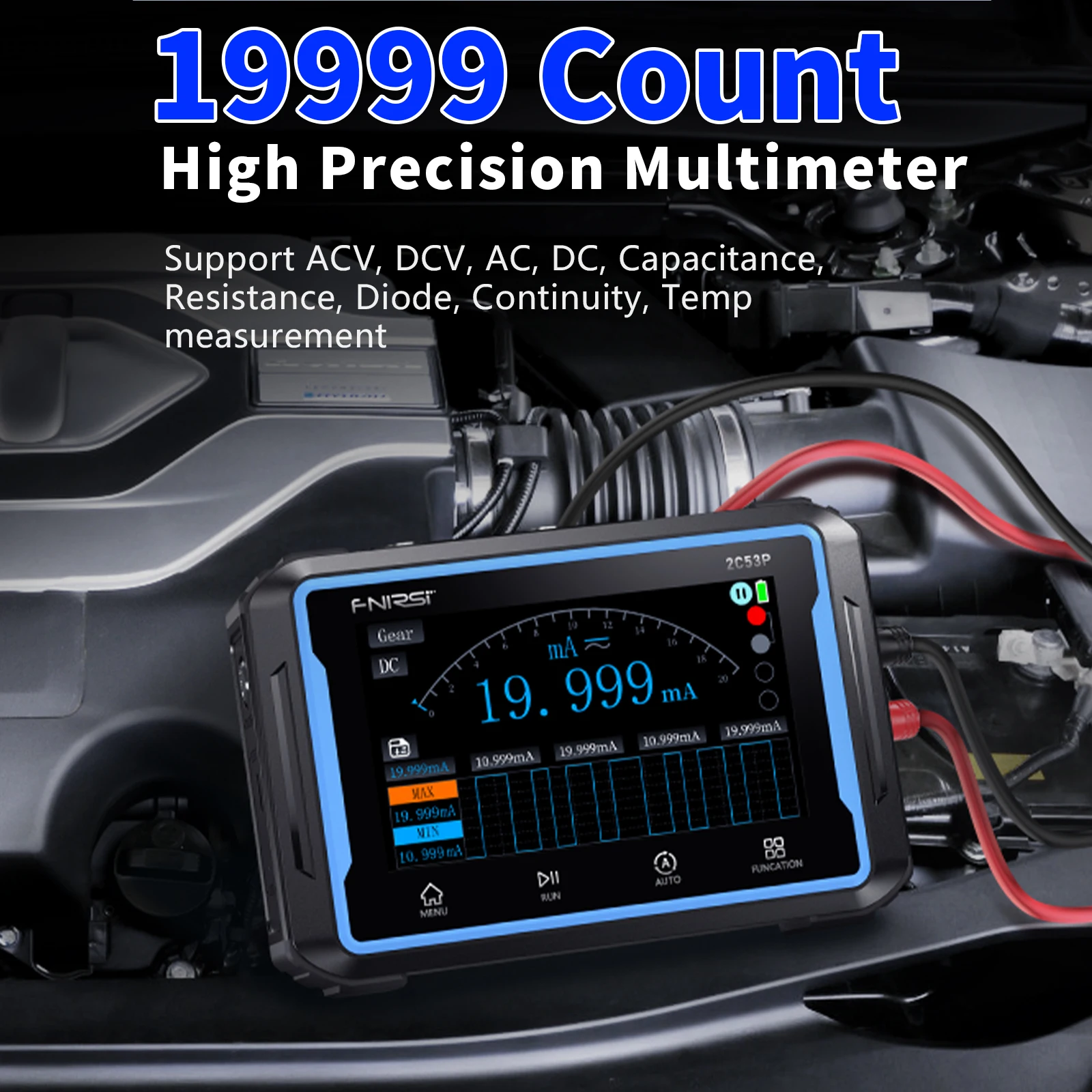 FNIRSI 2C53P Plus Upgraded 3 in1 Oscilloscope/Multimeter/DDS Signal Generator with Carrying Case Tablet Touch Screen Portable Di digital multimeter digital oscilloscope signal generator