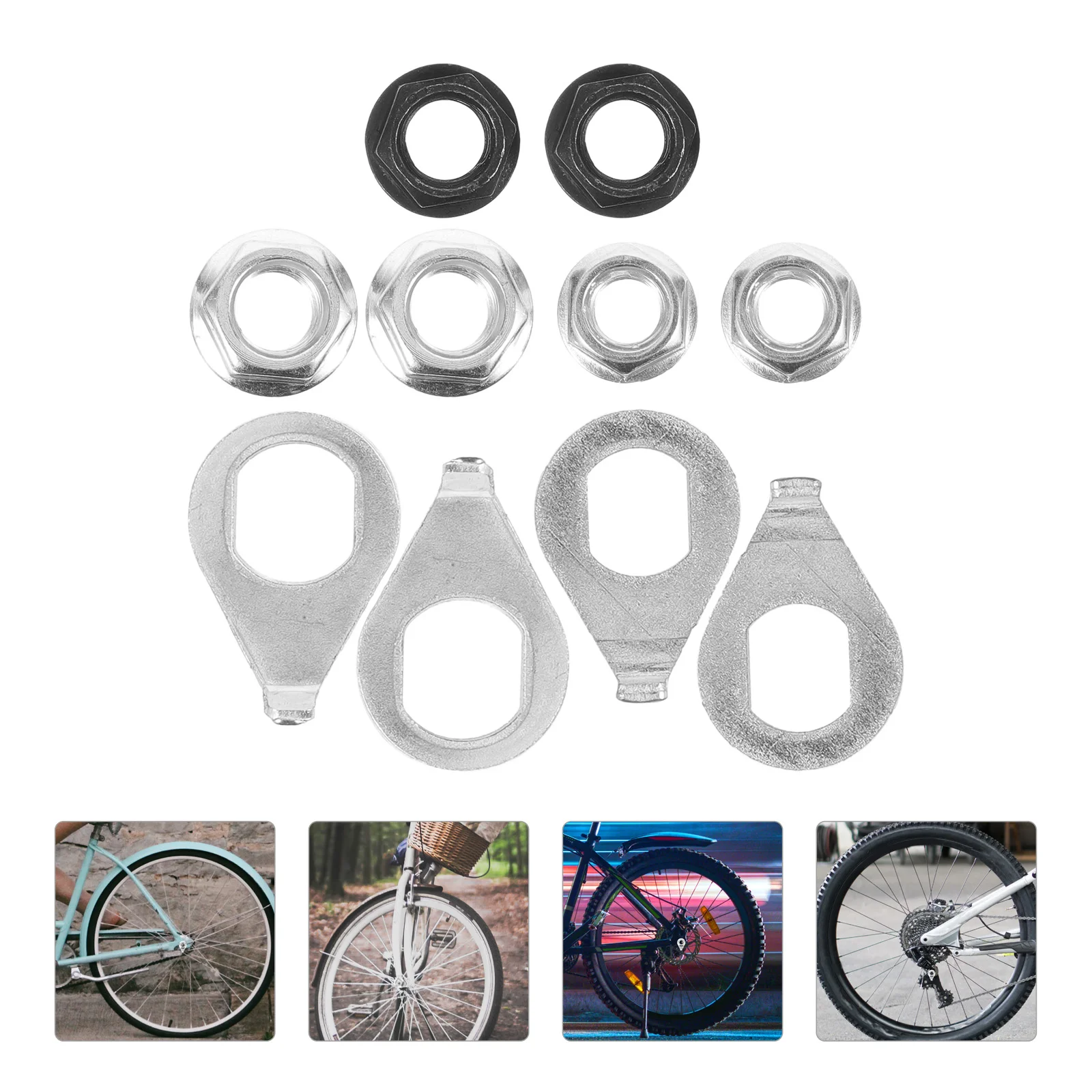 

6 Sets Nut Axle Nuts for Bike Durable Washers Kit Flange Fixed Hub Mountain Stroller