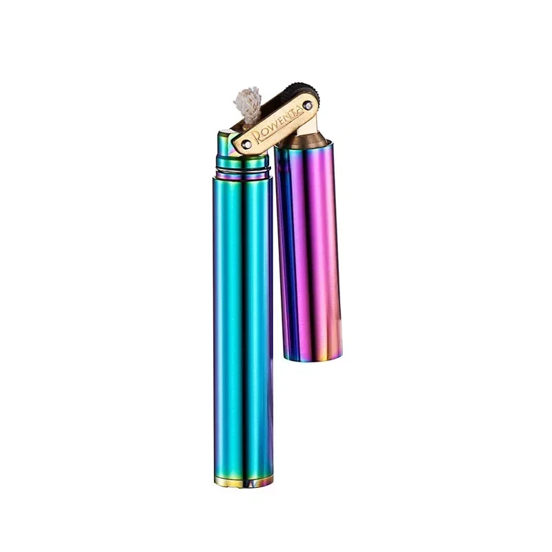 Retro Brass Flint Kerosene Lighter Nunchaku Free Fire Grinding Wheel Gasoline Lighter Metal Cigarette Gadget for Men