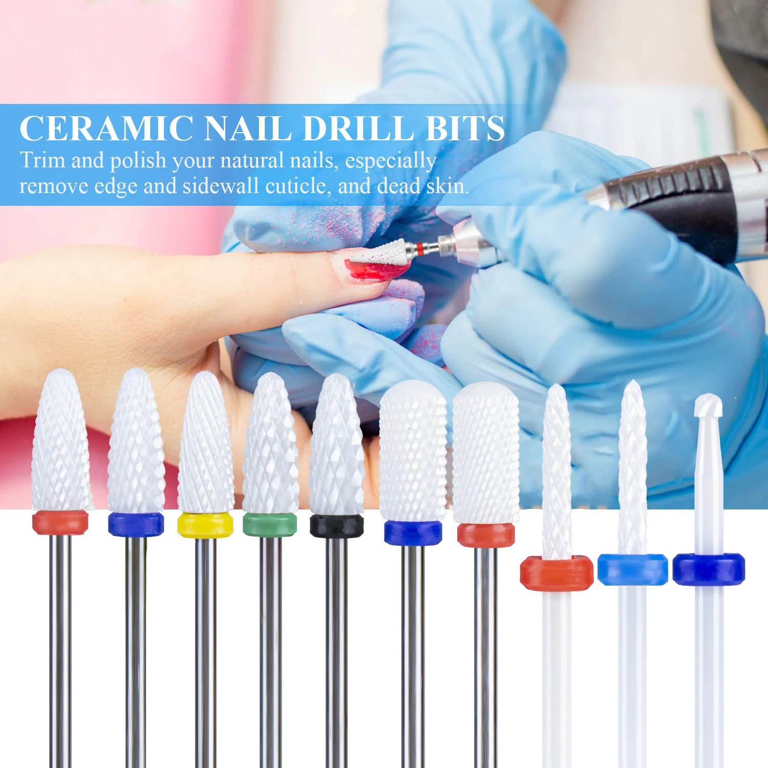 

Milling Cutter for Manicure Set 10pcs Ceramic Carbide Nail Drill Bits for Removing Gel Varnish Drill Manicure Machine Pedicure