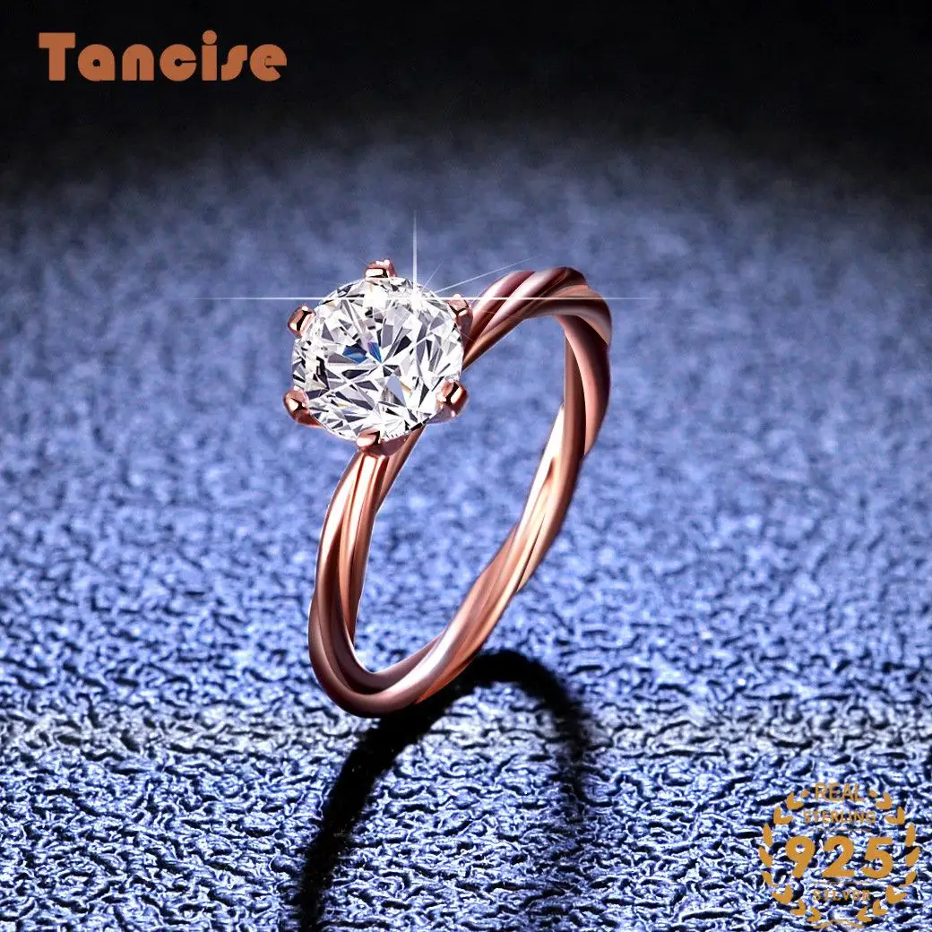 

Tancise Classic 925 Sterling 1 Carat Moissanite Ring for Women Ladies Jewelry Wedding Promise Party Gift