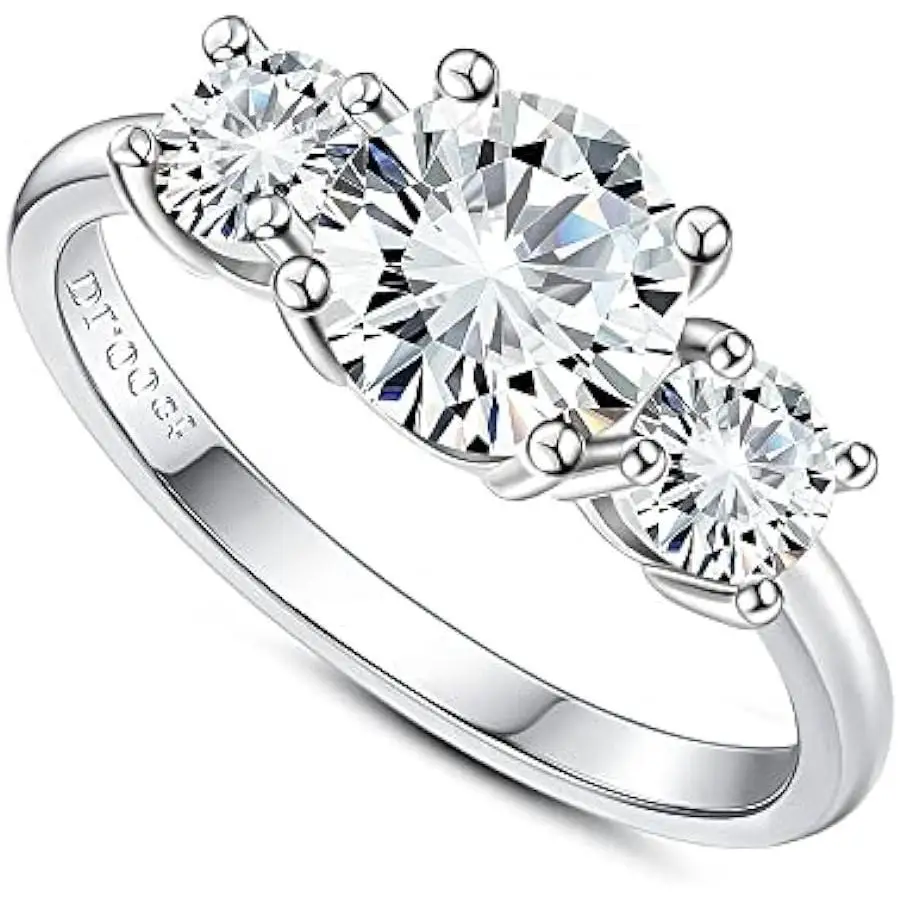 

Fansilver Moissanite Rings 18K White Gold Plated 925 Sterling Silver Stackable Ring Wedding Rings for Women