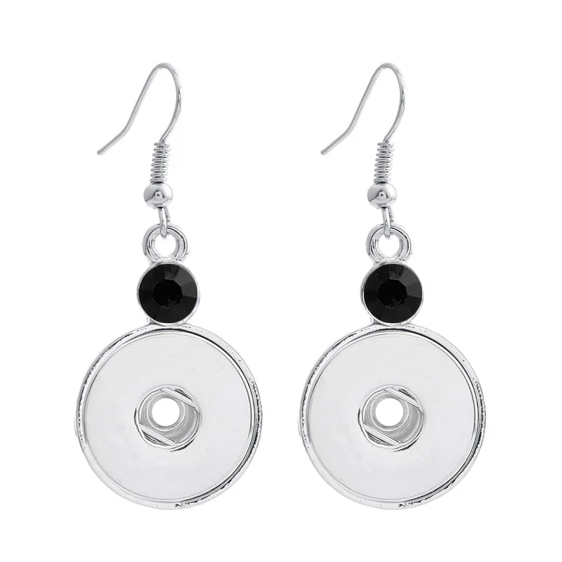 12Pairs Simple Metal Crystal 18mm Snap Button Dangle Earrings for Women Snaps Jewelry