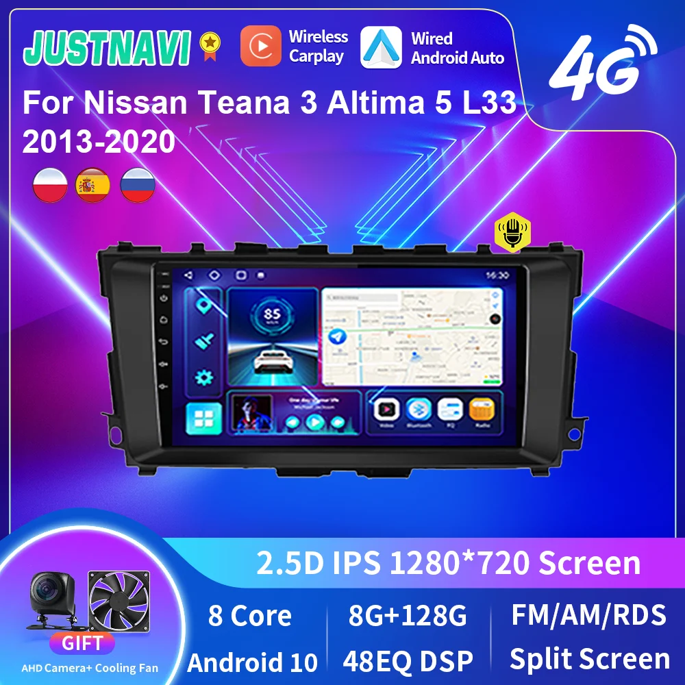 

JUSTNAVI Android 10 For Nissan Teana 3 Altima 5 L33 2013-2020 Car Radio Multimedia Video Player Navigation GPS No 2 Din Stereo