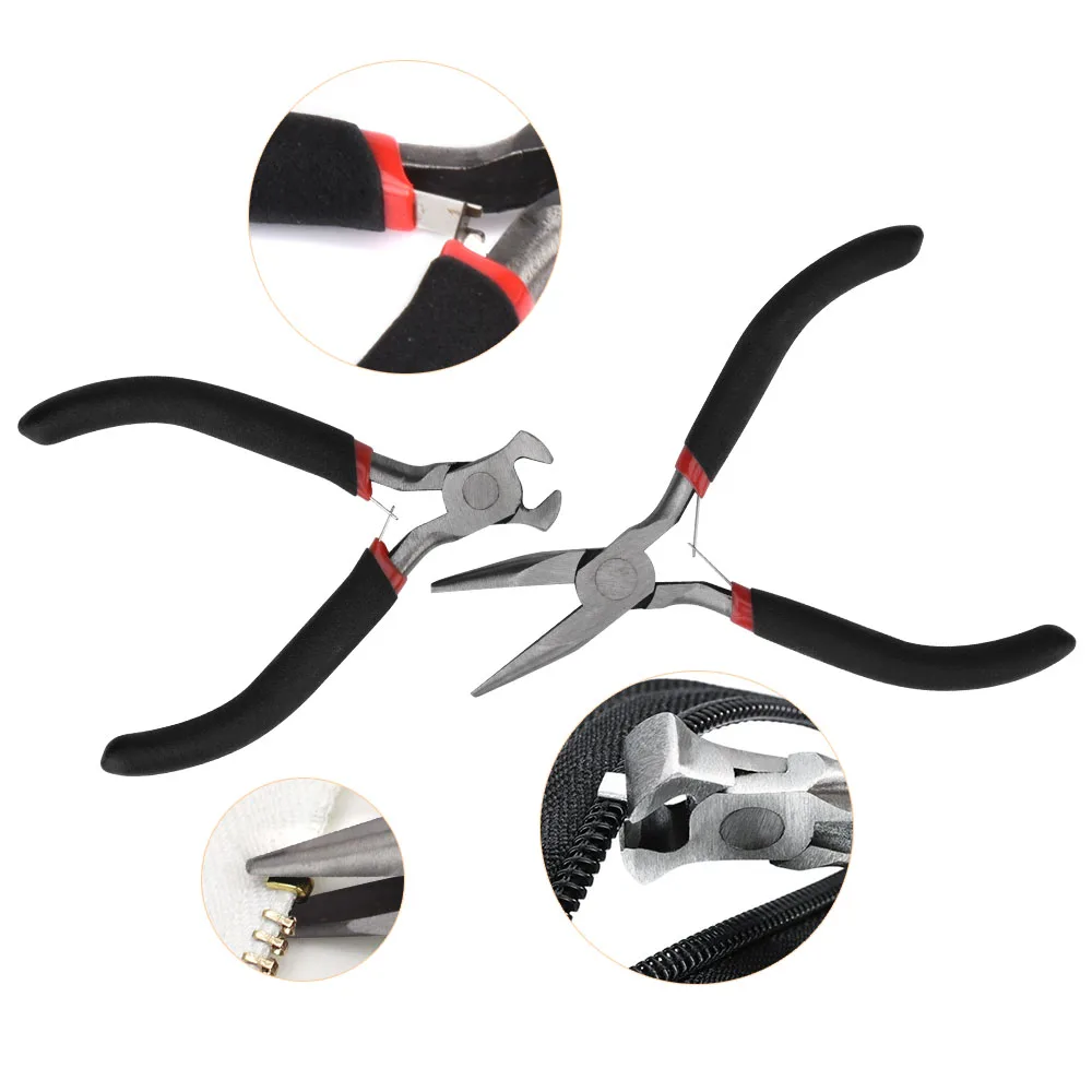 Zipper Repair Kit 197pcs/kit Replacement Zipper Head Slider Set with Top Cutting Pliers Box For Clothing Luggage