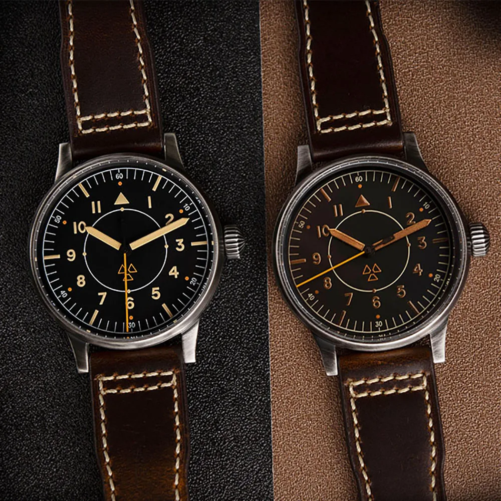 Hruodland F013 Old Treatment Retro Automatic Mechanical Men Pilot