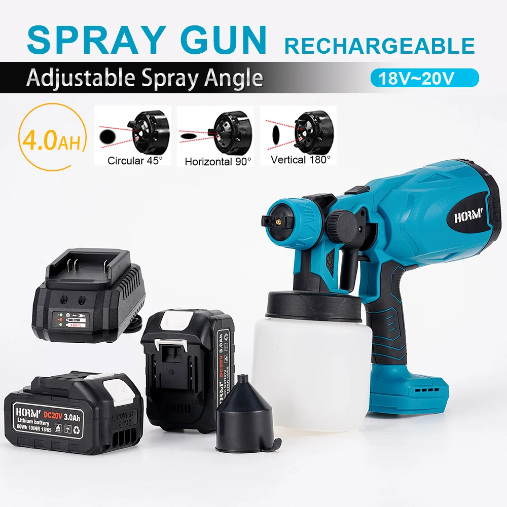 

Brush Motor Rechargeable Electric Spray Gun Paint Sprayer Furniture Steel Coating Airbrush Compatible For Makita 18V Battery