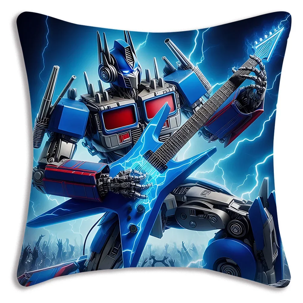 Anime Transformers Autobot Pillow Covers Cartoon Sofa Decorative Home Double-sided Printing Short Plush Cute Cushion Cover