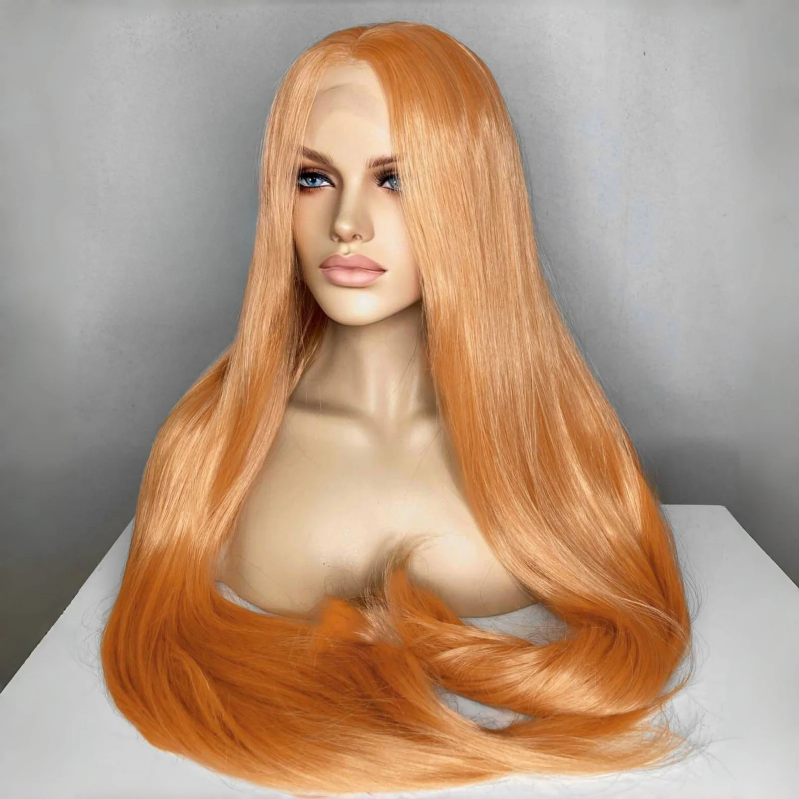 Long Silky Straight Synthetic Lace Front Wig Middle Part 13X4 Frontal Heat Resistant Fiber Colored Wigs for Women Cosplay Party