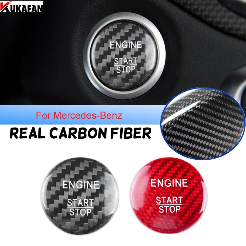 

Real Carbon Fiber Car Engine Start Stop Button Ring Ignition Cover Trim For Mercedes-Benz B C-Class GLA GLS Auto Styling