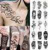 5PCS Wolf Lion Waterproof Temporary Tattoo Sticker Tiger Rose Flower Dragon Snake Skull Animal Body Art Arm Fake Tatoo Men Women 1