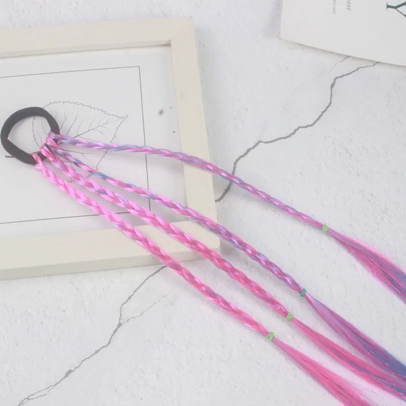 Kids Gradient Colorful Wig Braids Headwear Girls Dirty Hair Rope Children Barrettes Headband for Baby Headband Accessories