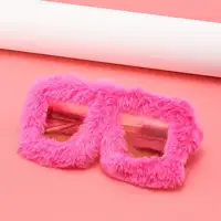 Oversized Plush Sunglasses Style Party Christmas Halloween Cosplay Winter Shades Soft Fluffy Square Frame Sun Glasses for Women 2