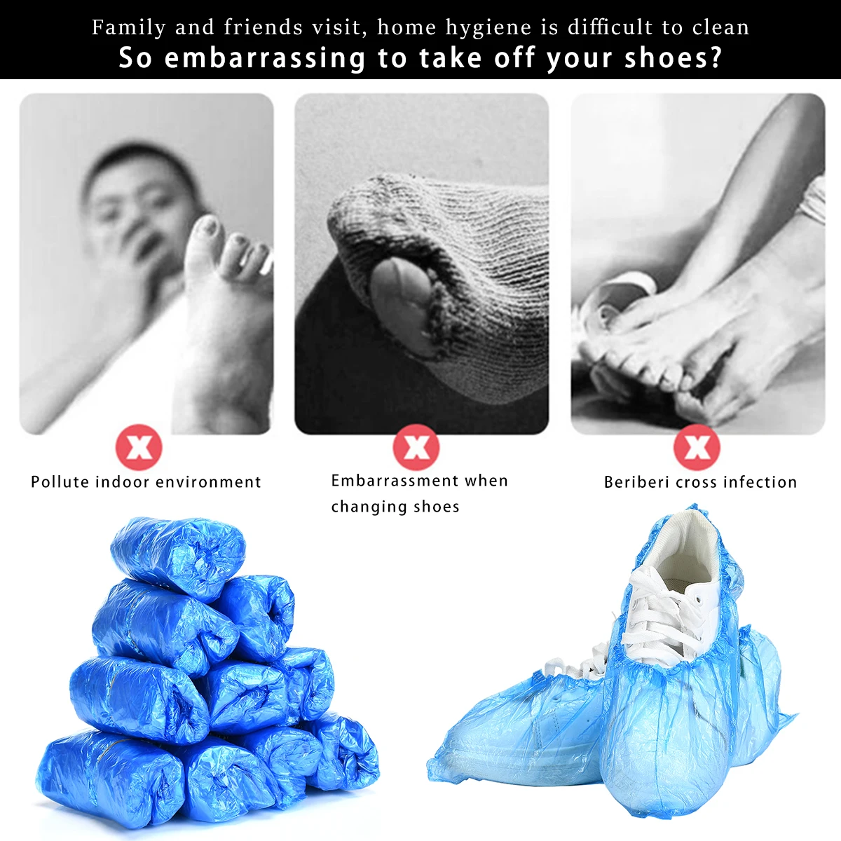 Disposable Shoe Covers Cleaning Overshoes Outdoor Rainy Day Carpet Cleaning Shoe Cover Waterproof Plastic Covers 100Pcs disposable shoe covers,plastic shoe cover,rain shoe covers,shoe covers