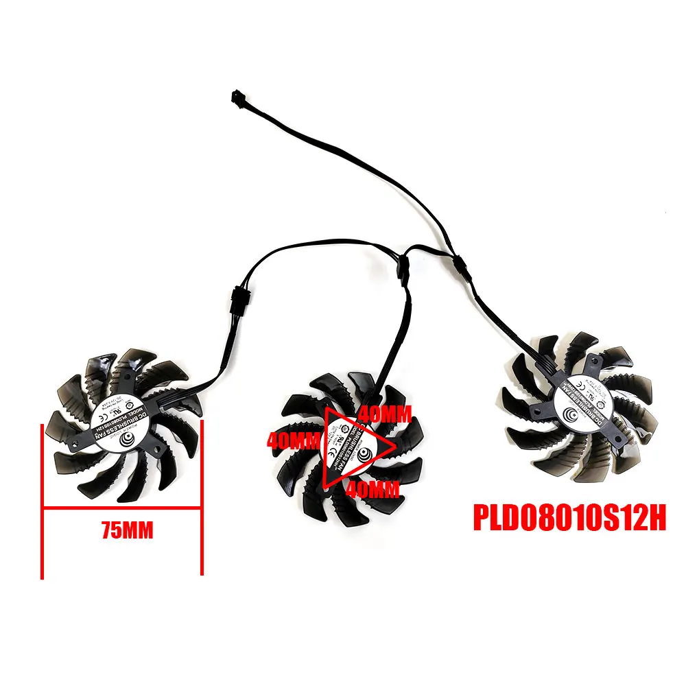 Substituição da Ventoinha Refrigeradora Pld08010s12h para Gigabyte Radeon rx 6600 6700 xt Rtx 3070 ti Eagle Placa de Vídeo Gráfica Peças 75 mm - Imagem 6