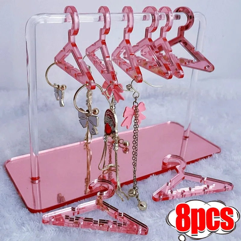 8Pcs Hangers Shaped Jewelry Holder Personalized Earrings Display Racks Hanging Clothes Stand Storage Jewelry Organizer Holders