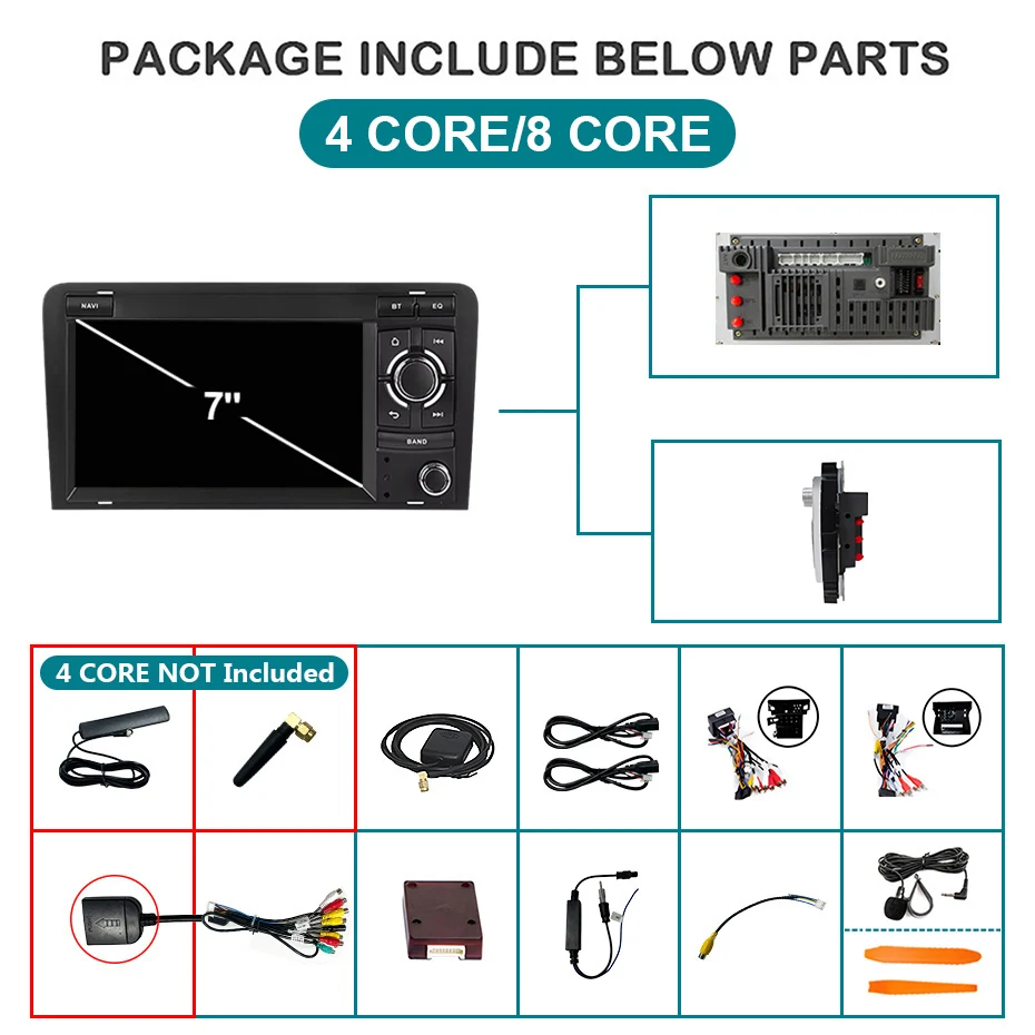 Radio para Auto con Pantalla de 7 Pulgadas, Android 15, Carplay, Estéreo para Audi A3 S3 8P 3 Puertas Hatchback RS3 Sportback 2003-2012, Bluetooth, Navegación BT 3