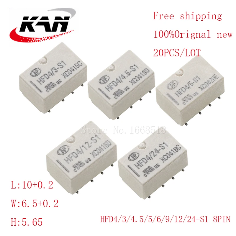 

Free shipping 20pcs relay HFD4/3-S1 HFD4/4.5-S1 HFD4/5-S1 HFD4/12-S1 HFD4/24-S1 3VDC 4.5VDC 5VDC12VDC 24VDC 8PIN Original New