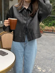 Jmprs American Pu Biker Jacket Women Streetwear Vintage Faux Fur Moto Coat Long Sleeve Harajuku Casual Loose Bf Design Jackets
