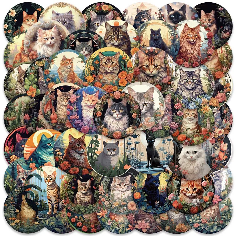 

10/30/50PCS Cool Cat Stickers Cartoon Flower Kitten Decals Toys Skateboard Phone Laptop Fridge Scrapbook Bike Cute Sticker Gift