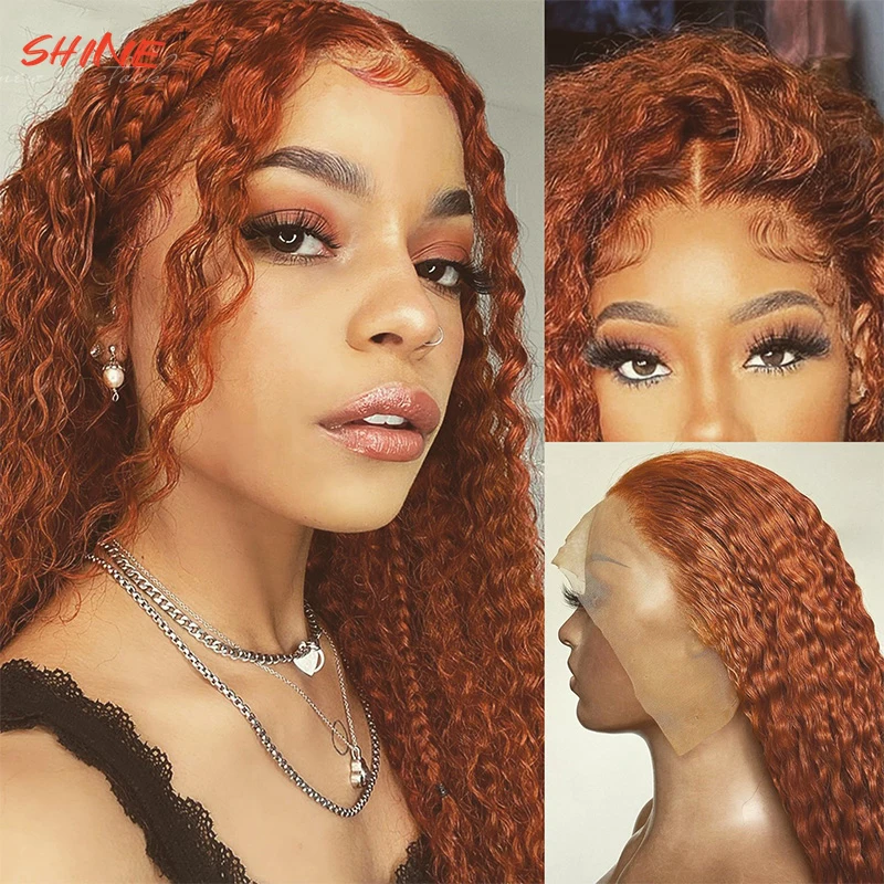 Ginger Cranberry Hair Brazilian Water Wave Short Curly Bob Wig Closure Wig 13x4 Lace Front Wigs Deep Curly Frontal Wig For Women