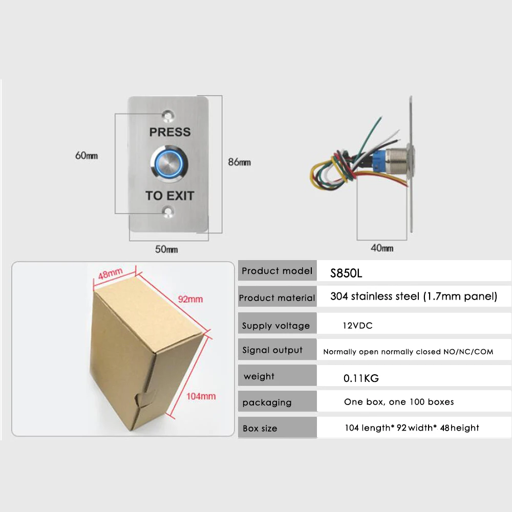 Access Control Exit Button Push Switch Door Release Buttons Open Electronic Gate