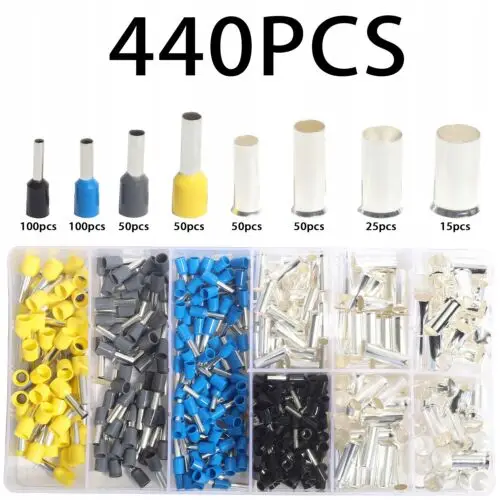 Wire Ferrules Kits Crimp Terminals Connector Sleeves Electrical Cable Pin 440pcs