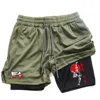 Men's and women's gym shorts, quick drying mesh shorts, animated printed Baki Hanma, sleeves, 2-in-1 6