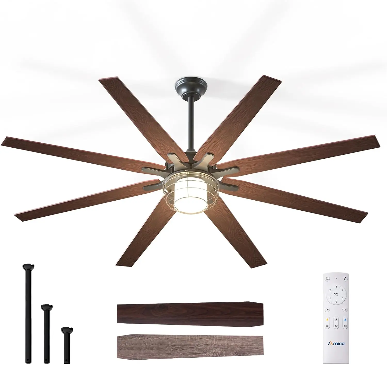 

Amico Ceiling Fans with Lights, 72'' Indoor/Outdoor Black Ceiling Fan with Remote Control, Reversible DC Motor, 8 Blades, 3CCT