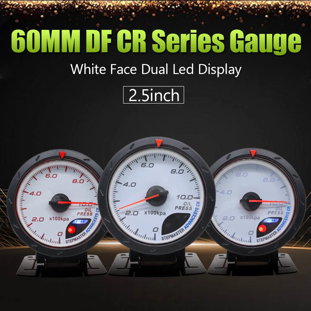 60mm Auto Car Meter Boost Water Temp Oil Temperature Pressure Tachometer Volt Air Fuel Exhaust GAS RPM White Face Gauge
