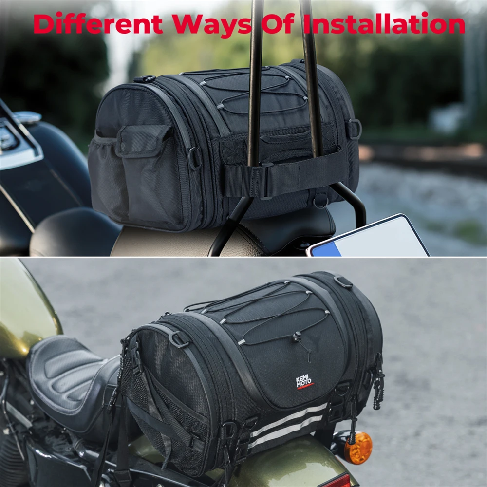 KEMIMOTO Motorcycle Tail Bags Sissy Bar Bags Expandable