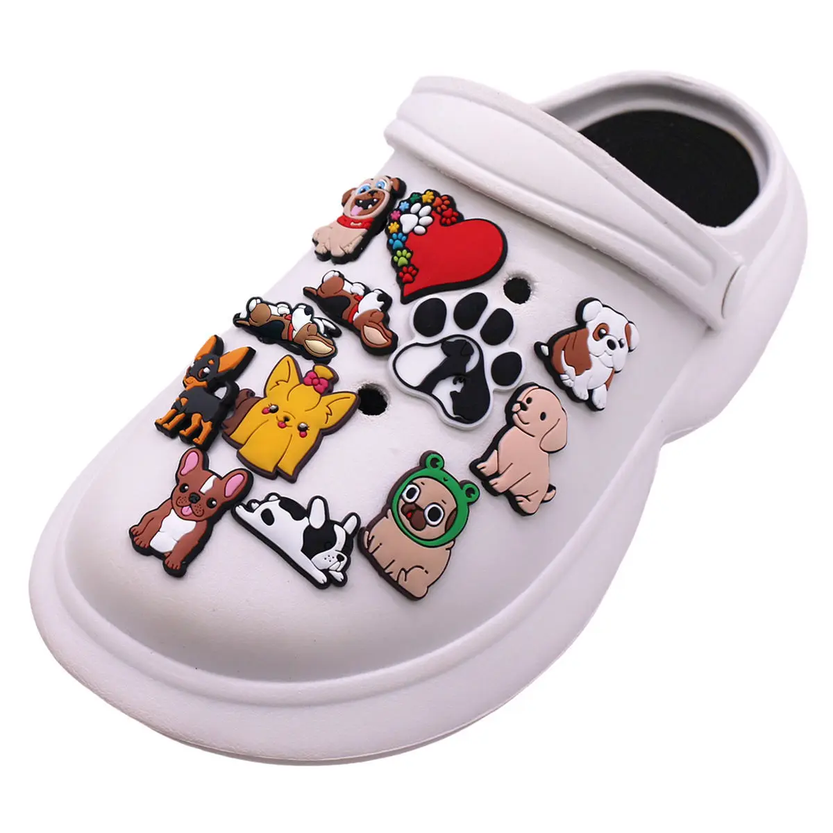 Lovely Dog PVC Shoe Charms Decorations Cute Sleeping Puppy Bulldog Sandals Upper Accessories Pins Clog Clips Kids Gifts 1pcs shoe charms,shoe decorations