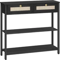 Rattan-Like Narrow Console Table with 2 Drawers, 31.5-Inch Sofa Table with Storage, for Hallway and Foyer 1