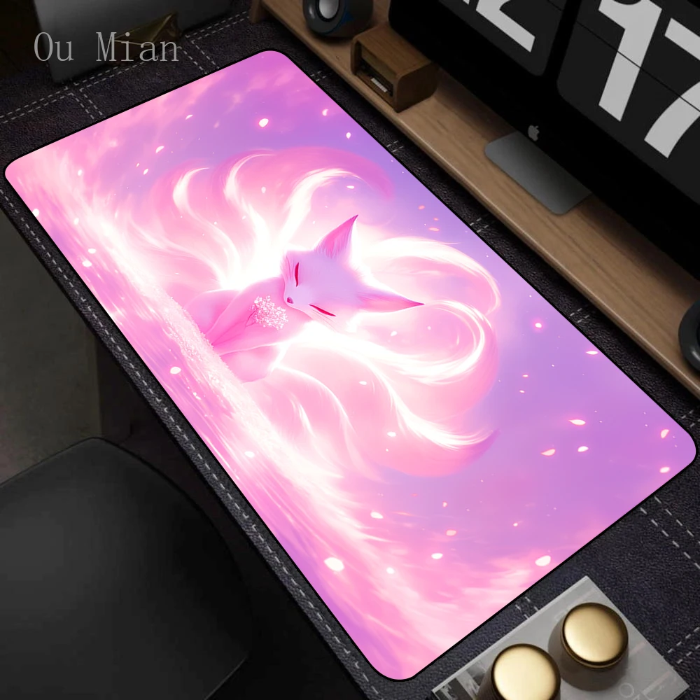 XXL Large Mouse Mat Pink Fox Cute Mousepad HD Kawaii Game Desk Mats Diy MousePads Office Anti-slip Carpet Laptop Mice Pad