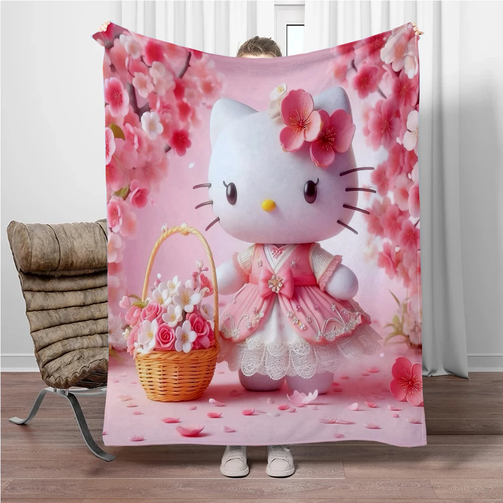 31 Style Sanrio Hello Kitty Cartoon Soft 3D Cute Flannel Blanket Throw Blanket for Living Room Bedroom Bed Sofa Picnic Kids Gift 5