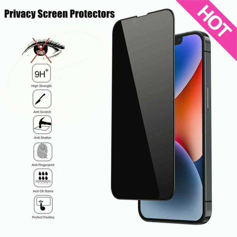 

NEW 4K Black Privacy Screen Protector For iPhone 12 11 13 14 Pro XS MAX XR Anti-spy Tempered Glass For iPhone 7 8 Plus SE2020