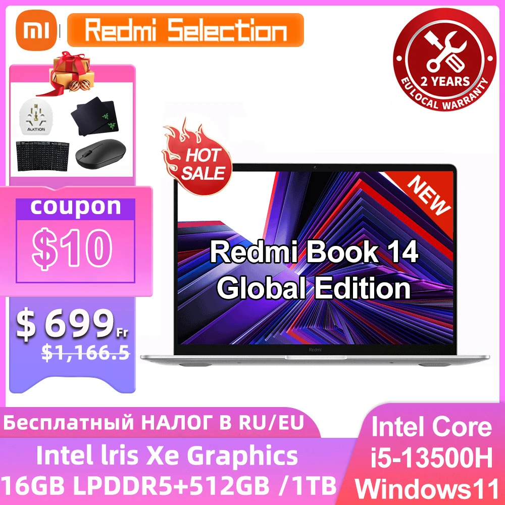 Xiaomi RedmiBook Pro 14 2024 Laptop 13th intel i5-13500H Xe Graphics 16GB DDR5 512GB/1T SSD 14-inch 120Hz IPS Screen Notebook PC