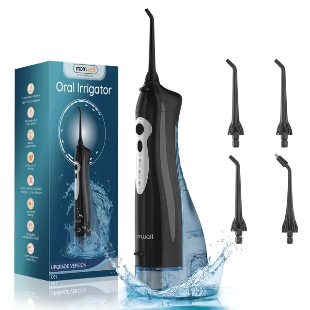 Mornwell New D52Pro Dental Water Jet Rechargeable Water Flosser Portable 300ML 4 Nozzles Waterproof Oral Irrigator Teeth Cleaner 1