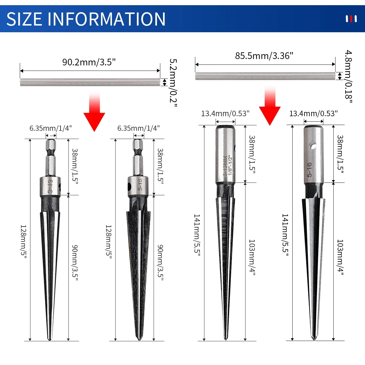 Hand Reamer Steel Reamer Tools 1PCS Taper Reamer Hand Metal Reamer Deburring Hole Handheld For Wood Metal Plastic Drilling Tools