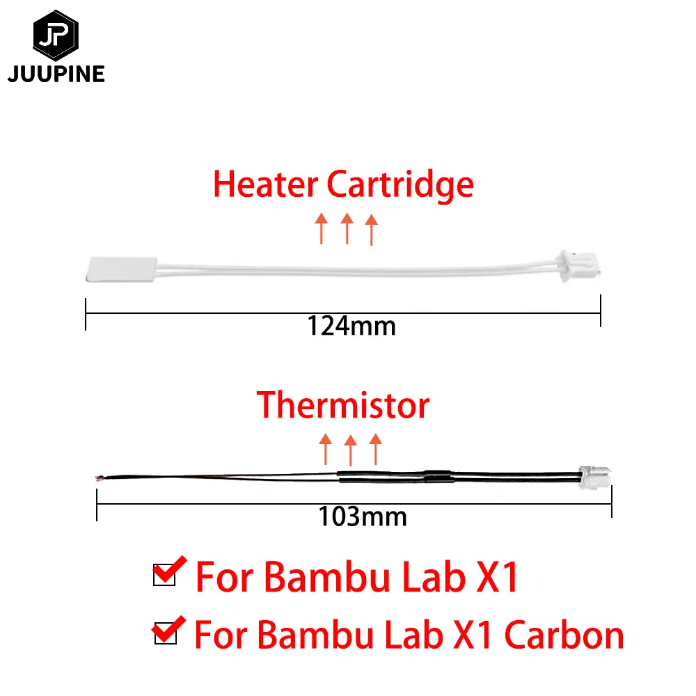 1/2PC Thermistor & Ceramic Heating Plate For Bambu Lab X1/X1-Carbon 3D Printer Hotend Heater Cartridge 24V 48W