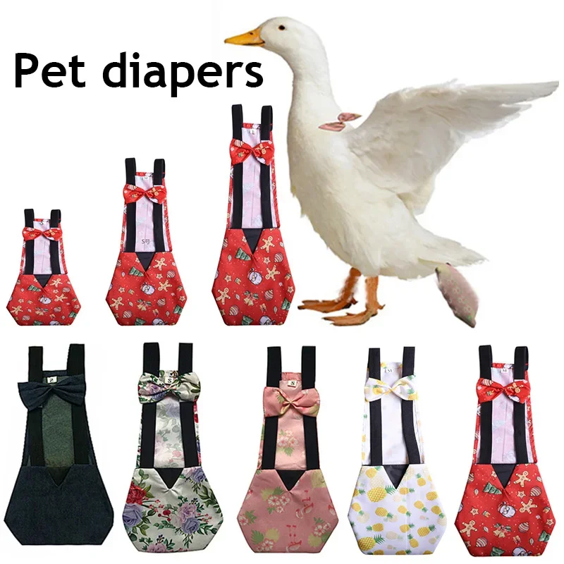 Pañales de pato y gancho para mascotas, pantalones fisiológicos de pollo, lavables con banda elástica, diseño de lazo