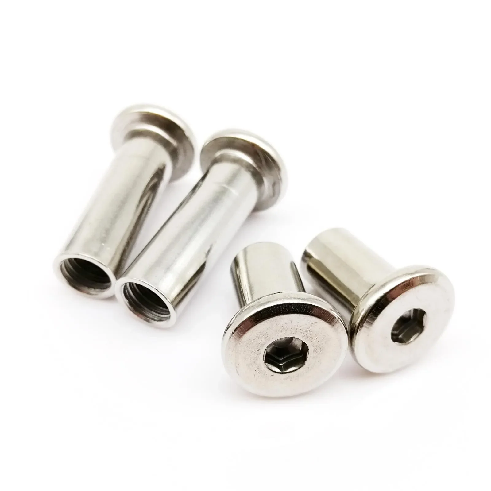 Description Picture 5 of itemM3 M4 M5 M6 M8 M10 4-100mm long 304 A2 Stainless Steel Hex Hexagon Socket Head Furniture Rivet Connector Insert Joint Sleeve Nut