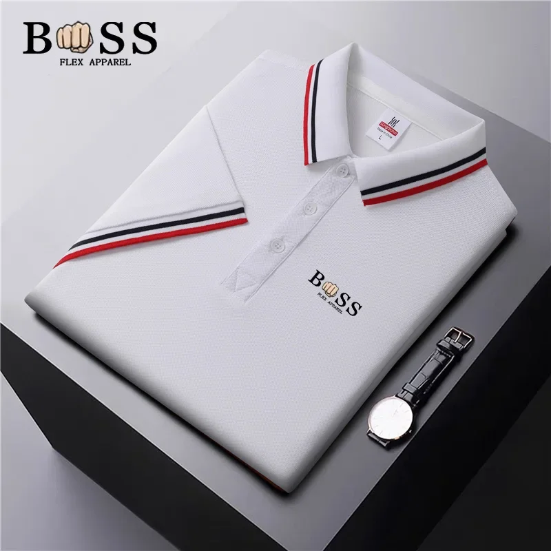 Men's Casual Short-Sleeved Top Summer Polo Shirt Office Fashion Stand Collar T-Shirt New Men's Breathable T Shirt Men's Clothing